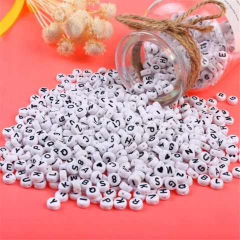 ZESTAW DO ROBIENIA BRANSOLETEK NASZYJNIKÓW BIŻUTERII KORALIKI LITERKI DIY