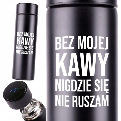 KUBEK TERMICZNY TERMOS LED Z NADRUKIEM PREZENT dla kawosza 01
