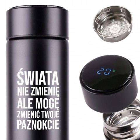 KUBEK TERMICZNY TERMOS LED Z NADRUKIEM PREZENT dla stylistki paznokci 02