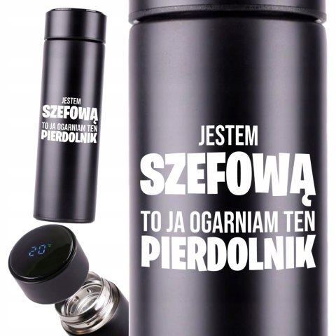 KUBEK TERMICZNY TERMOS LED Z NADRUKIEM PREZENT dla szefowej 01