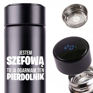 KUBEK TERMICZNY TERMOS LED Z NADRUKIEM PREZENT dla szefowej 01