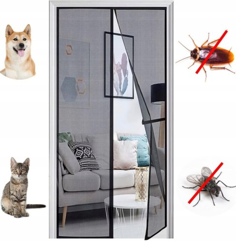 Moskitiera ZASŁONA do drzwi NA DRZWI PRZECIW MUCHOM NA MAGNES 100 x 210cm