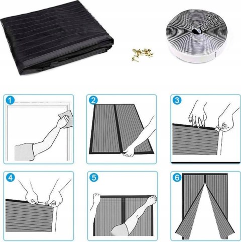 Moskitiera ZASŁONA do drzwi NA DRZWI PRZECIW MUCHOM NA MAGNES 100 x 210cm