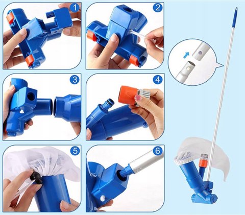 ODKURZACZ DO CZYSZCZENIA DNA BASENU BASENOWY ZESTAW+ KIJ TELESKOPOWY SIATKA
