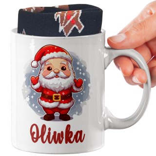 ŚWIĄTECZNY KUBEK I SKARPETKI ZESTAW NA PREZENT WZÓR P01 ŚWIĘTA IMIĘ