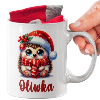 ŚWIĄTECZNY KUBEK I SKARPETKI ZESTAW NA PREZENT WZÓR P02 ŚWIĘTA IMIĘ