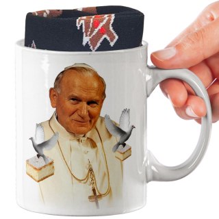 ŚWIĄTECZNY KUBEK I SKARPETKI ZESTAW NA PREZENT WZÓR PAPIEZ 2