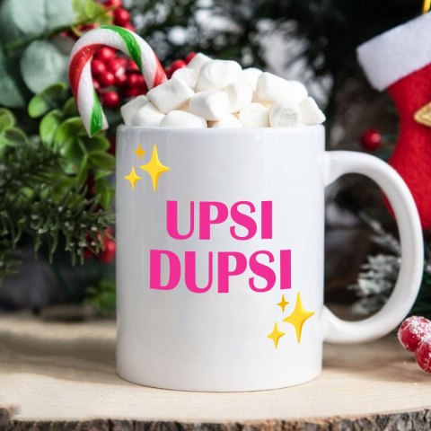 ŚWIĄTECZNY KUBEK I SKARPETKI ZESTAW NA PREZENT WZÓR UPSI DUPSI