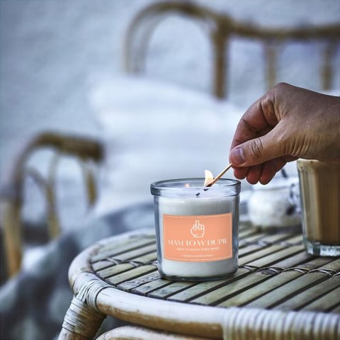 ŚWIECA SZKLANA SOJOWA ŚWIECZKA ZAPACHOWA etykieta MAM TO W D*PIE PREZENT