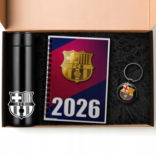 ZESTAW PREZENT DLA FANA MOTORYZACJI KUBEK LED KALENDARZ BRELOK FC BARCELONA