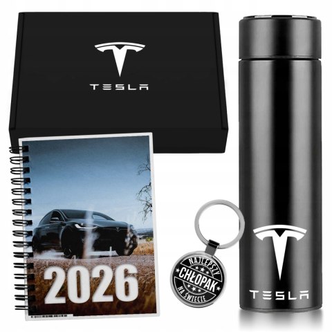 ZESTAW PREZENT DLA FANA MOTORYZACJI KUBEK LED KALENDARZ BRELOK TESLA