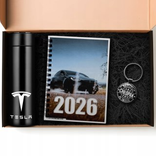 ZESTAW PREZENT DLA FANA MOTORYZACJI KUBEK LED KALENDARZ BRELOK TESLA