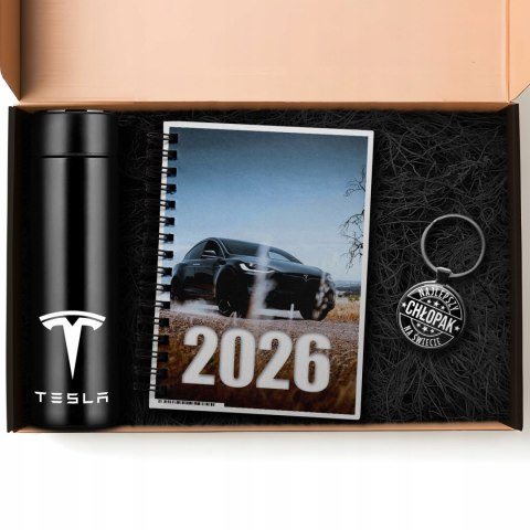 ZESTAW PREZENT DLA FANA MOTORYZACJI KUBEK LED KALENDARZ BRELOK TESLA