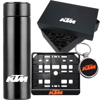 ZESTAW PREZENT DLA MOTOCYKLISTY RAMKA REJESTRACJI BRELOK TERMOS KTM