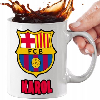 KUBEK I PODUSZKA FC BARCELONA 01 IMIĘ ZESTAW DLA FANA PIŁKI KIBICA
