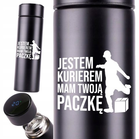 KUBEK TERMICZNY TERMOS LED Z NADRUKIEM PREZENT dla kuriera 01