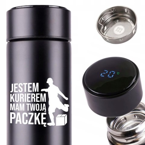 KUBEK TERMICZNY TERMOS LED Z NADRUKIEM PREZENT dla kuriera 01