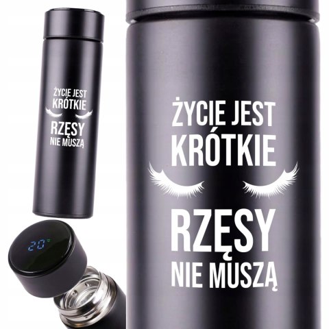 KUBEK TERMICZNY TERMOS LED Z NADRUKIEM PREZENT dla stylistki rzęs 01