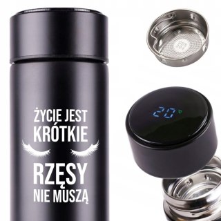 KUBEK TERMICZNY TERMOS LED Z NADRUKIEM PREZENT dla stylistki rzęs 01