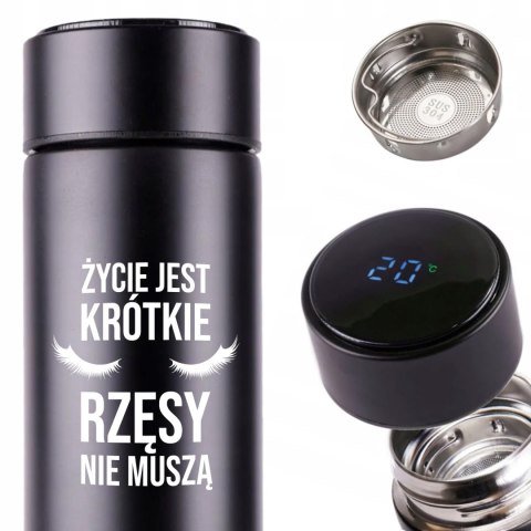 KUBEK TERMICZNY TERMOS LED Z NADRUKIEM PREZENT dla stylistki rzęs 01