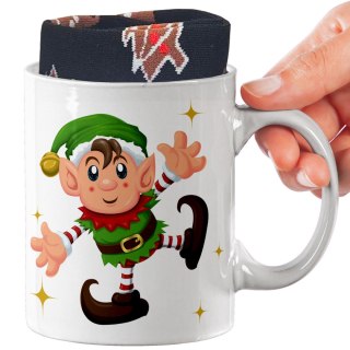 ŚWIĄTECZNY KUBEK I SKARPETKI ZESTAW NA PREZENT WZÓR ELF 01