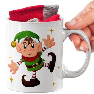 ŚWIĄTECZNY KUBEK I SKARPETKI ZESTAW NA PREZENT WZÓR ELF 01