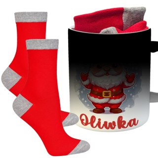 ŚWIĄTECZNY KUBEK I SKARPETKI ZESTAW NA PREZENT WZÓR P01 ŚWIĘTA IMIĘ