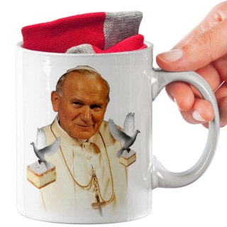 ŚWIĄTECZNY KUBEK I SKARPETKI ZESTAW NA PREZENT WZÓR PAPIEZ 2