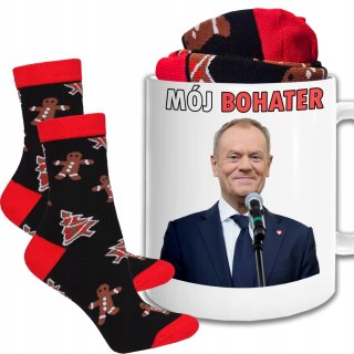 ŚWIĄTECZNY KUBEK I SKARPETKI ZESTAW NA PREZENT WZÓR PDM DONALD TUSK 04