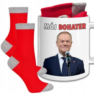 ŚWIĄTECZNY KUBEK I SKARPETKI ZESTAW NA PREZENT WZÓR PDM DONALD TUSK 04