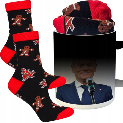 ŚWIĄTECZNY KUBEK I SKARPETKI ZESTAW NA PREZENT WZÓR PDM DONALD TUSK 04