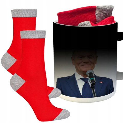 ŚWIĄTECZNY KUBEK I SKARPETKI ZESTAW NA PREZENT WZÓR PDM DONALD TUSK 04