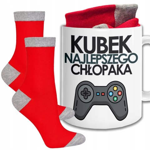 ŚWIĄTECZNY KUBEK I SKARPETKI ZESTAW NA PREZENT WZÓR PDM DZIEŃ CHŁOPAKA 01