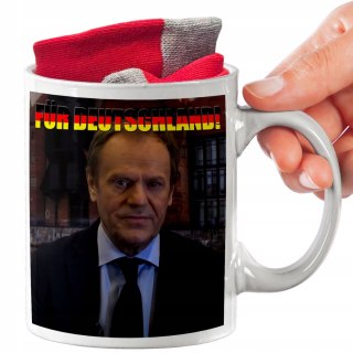 ŚWIĄTECZNY KUBEK I SKARPETKI ZESTAW NA PREZENT WZÓR TUSK FUR DEUTSCHLAND 01
