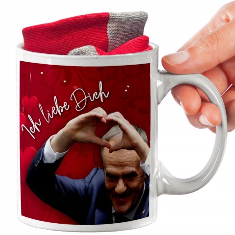ŚWIĄTECZNY KUBEK I SKARPETKI ZESTAW NA PREZENT WZÓR TUSK ICH LIEBE DICH 02