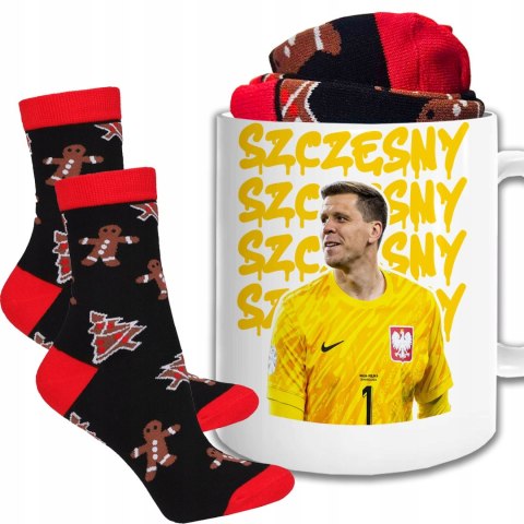 ŚWIĄTECZNY KUBEK I SKARPETKI ZESTAW NA PREZENT WZÓR szczęsny