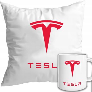 ŚWIETNY ZESTAW DLA FANA MOTORYZACJI PODUSZKA I KUBEK TESLA