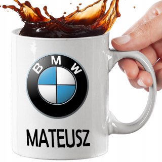 PERSONALIZOWANY ZESTAW DLA FANA MOTORYZACJI PODUSZKA I KUBEK BMW + IMIĘ