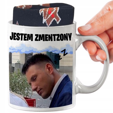 ŚWIĄTECZNY KUBEK I SKARPETKI ZESTAW NA PREZENT JESTEM ZMENTZONY MENTZEN