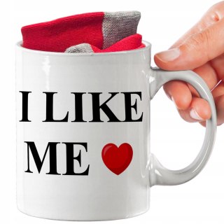 ŚWIĄTECZNY KUBEK I SKARPETKI ZESTAW NA PREZENT WZÓR I LIKE ME