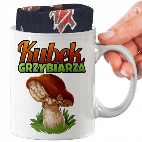 ŚWIĄTECZNY KUBEK I SKARPETKI ZESTAW NA PREZENT WZÓR PDM DLA GRZYBIARZA 02