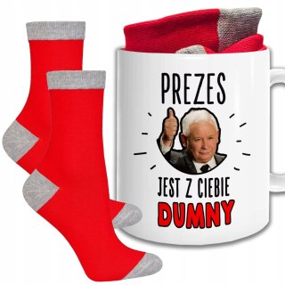 ŚWIĄTECZNY KUBEK I SKARPETKI ZESTAW NA PREZENT WZÓR PDM PREZES 01