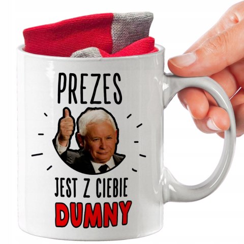 ŚWIĄTECZNY KUBEK I SKARPETKI ZESTAW NA PREZENT WZÓR PDM PREZES 01