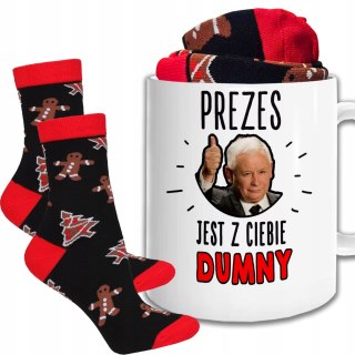 ŚWIĄTECZNY KUBEK I SKARPETKI ZESTAW NA PREZENT WZÓR PDM PREZES 01