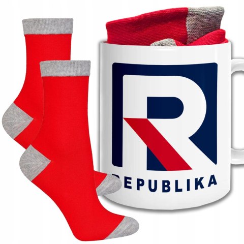 ŚWIĄTECZNY KUBEK I SKARPETKI ZESTAW NA PREZENT WZÓR REPUBLICA