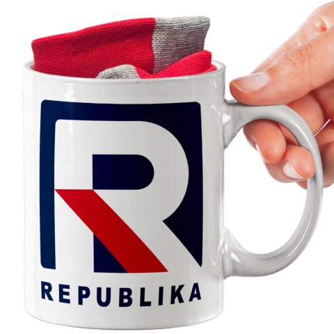 ŚWIĄTECZNY KUBEK I SKARPETKI ZESTAW NA PREZENT WZÓR REPUBLICA