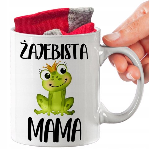 ŚWIĄTECZNY KUBEK I SKARPETKI ZESTAW NA PREZENT WZÓR ŻAJEBISTA MAMA