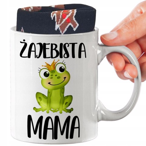 ŚWIĄTECZNY KUBEK I SKARPETKI ZESTAW NA PREZENT WZÓR ŻAJEBISTA MAMA