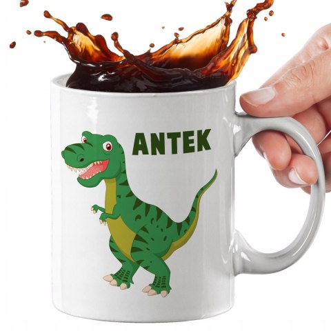 ZESTAW SZKOLNY KUBEK I PLECAK WOREK DINOZAUR P14 IMIĘ PIĘKNY!