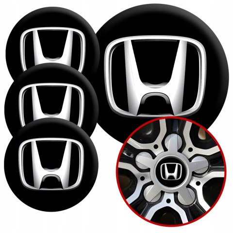 4 Emblematy Dekielki na Felgi Kołpaki Koła HONDA KOMPLET TOP 56mm